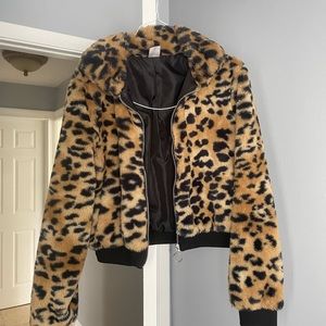 Cheetah print fur jacket